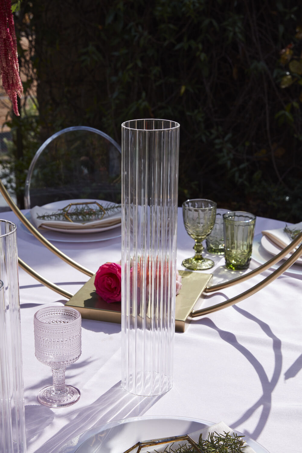 Aric Glass Hurricane Candle Holder, 17.5" H x 3.5" W x .5" D