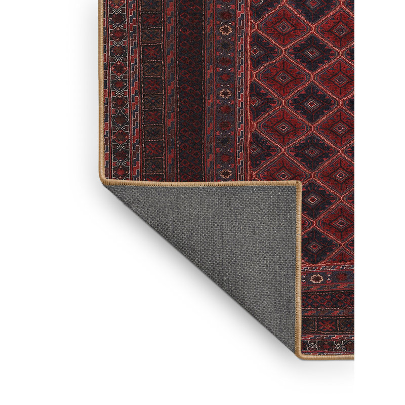 Tapis de zone rouge/brun/noir contemporaine, Rectangle 2 pi x 3 pi