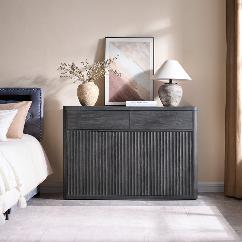 Cesiro 50.15''W Storage Sideboard With 2-Draw And 3-Door, Dark Gray Alder, 1