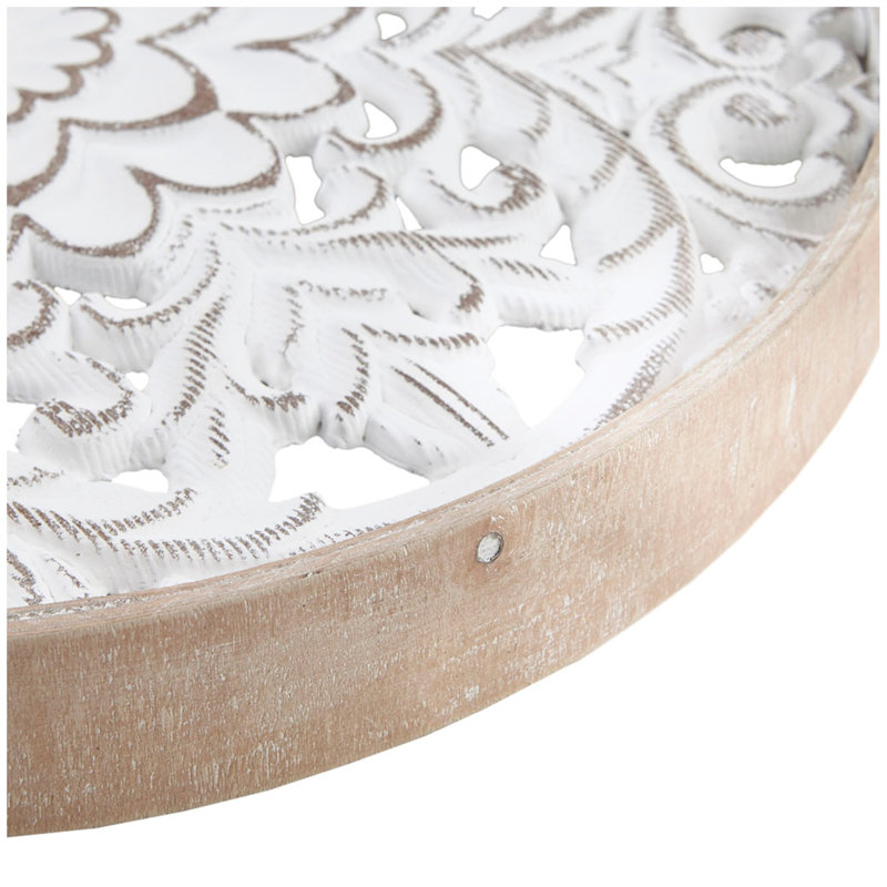 Distressed White Floral 3-Piece Carved Wood Wall Decor Set