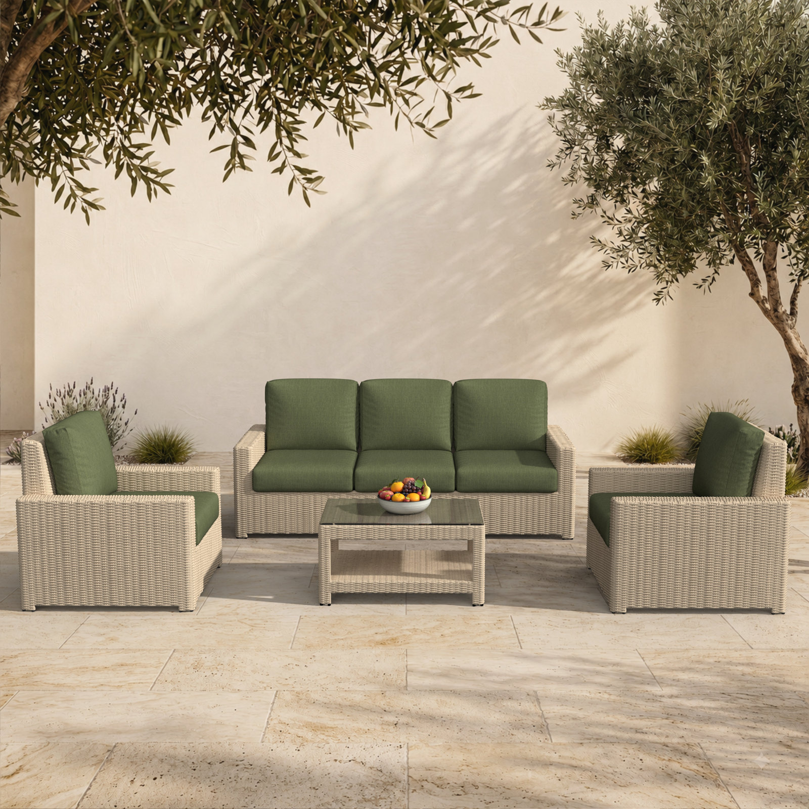 Henri 5-Person Sunbrella® Patio Seating Group, Sunbrella® Tranquil Sage