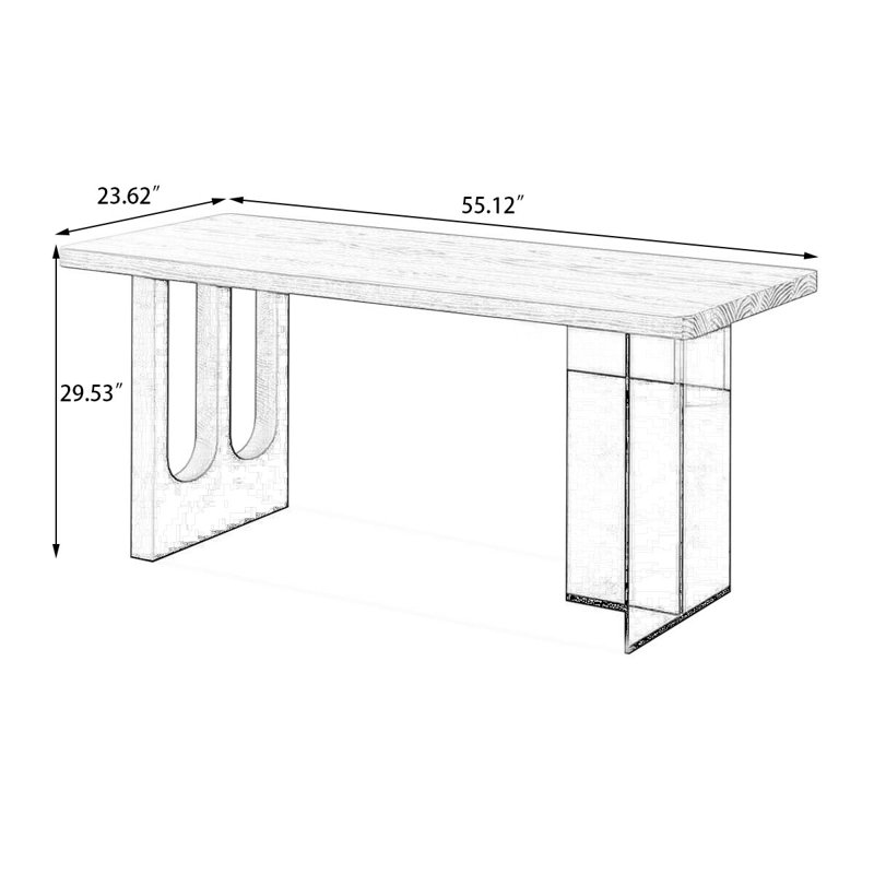 Bureaux rectangulaires bruns en bois massif, H 29,53 po x l 55,12 po x P 23,62 po