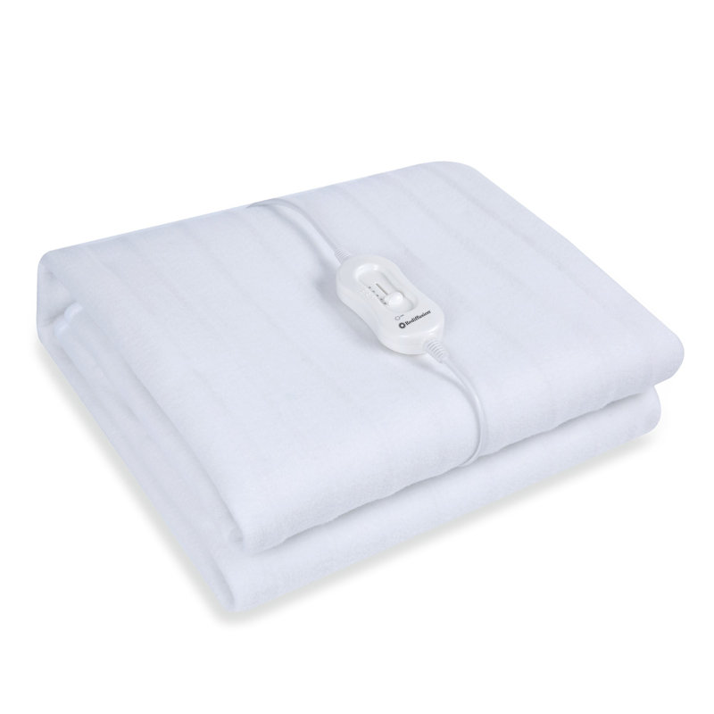 CosySnug Luxury Heated Throw Soft Flannel and Plush Teddy Fleece, 135cm x 120cm, White