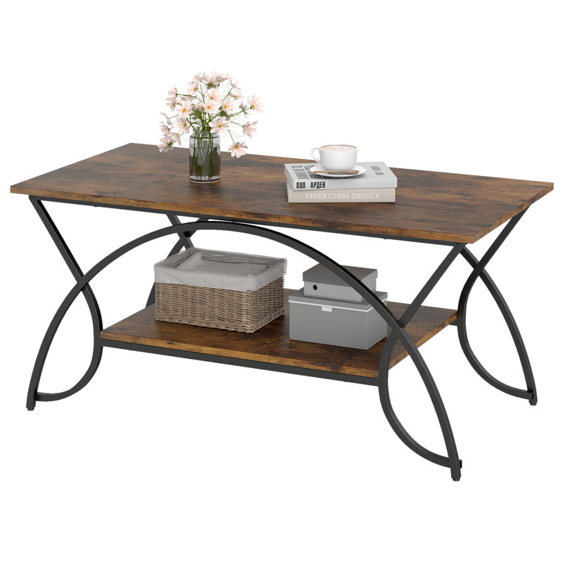 Coffee Table with Storage, Wood, Brown