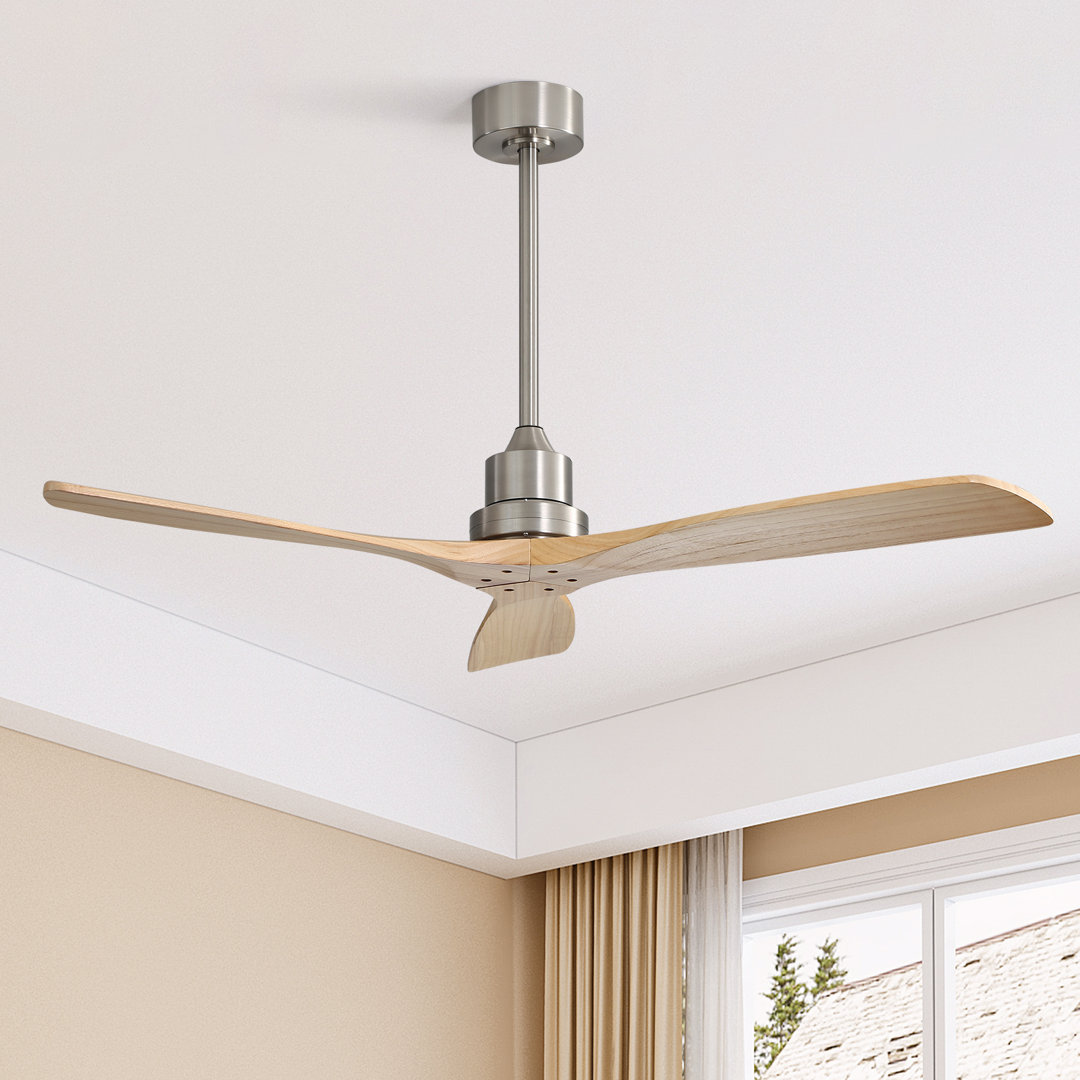 Sofucor Kemp 52" 3-Solid Wood Blade Classic Ceiling Fan with Remote Control and no Lights Sofucor 