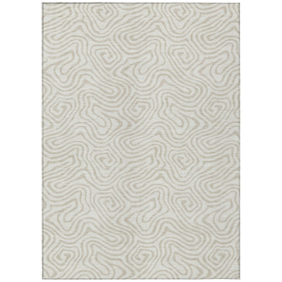 Raya Ivory Washable Indoor-Outdoor Rug - 