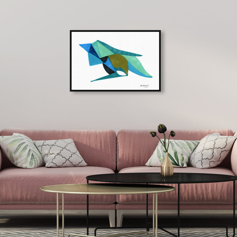 Manuel Roman - Azules Y Aquas Print by Oliver Gal, 11"H x 16"W, Black Floater Frame