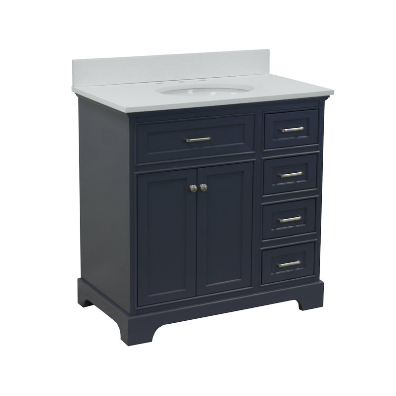 Ensemble de meuble-lavabo simple 36 po Ronnie, Gris marin, Quartz