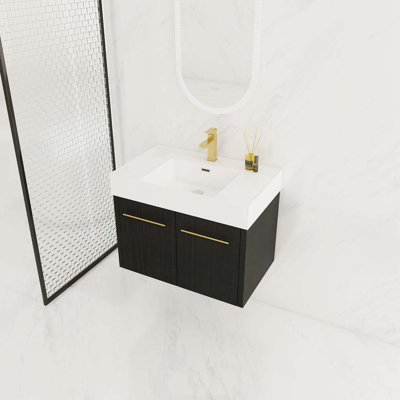 Ensemble de meuble-lavabo simple 29,5 po avec plateau en résine Grieteke
