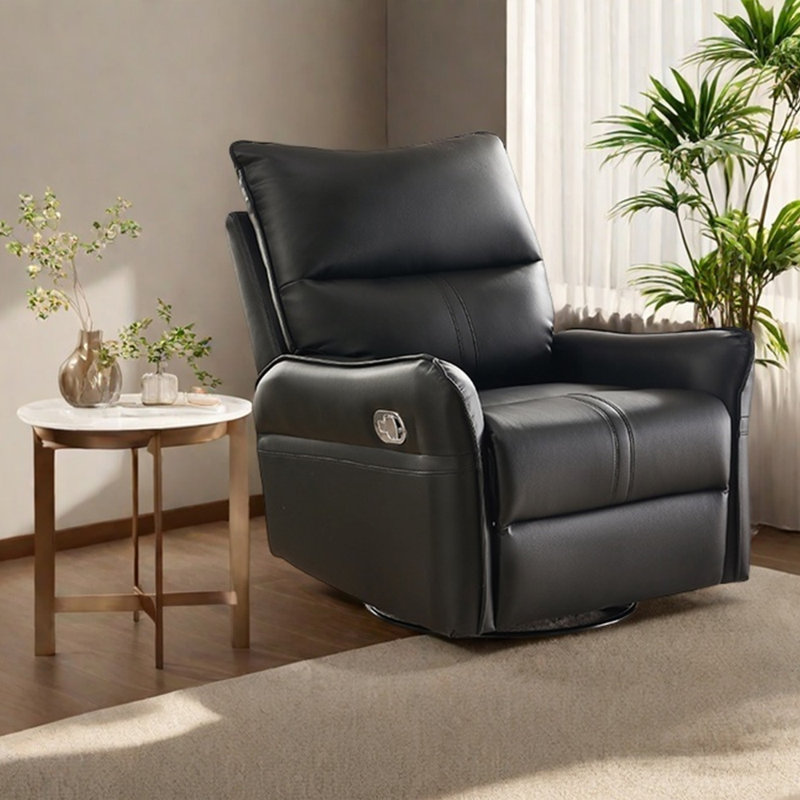Modern light luxury faux leather lounge chair, Black