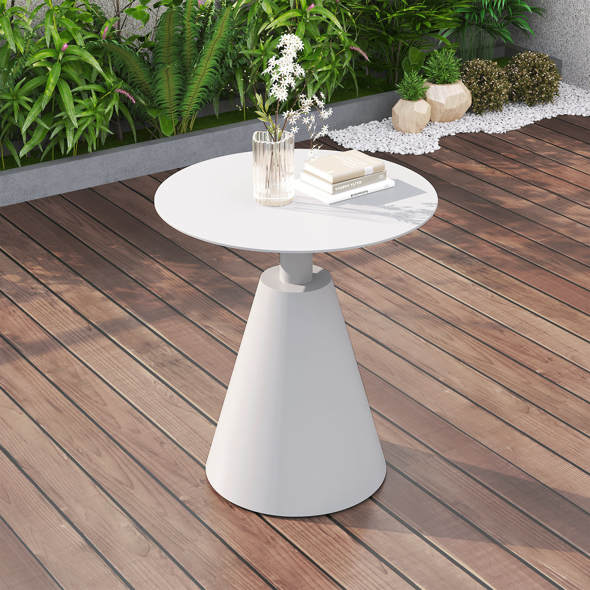 Latitude Run® Templa Aluminum Round Outdoor Side Table | Wayfair
