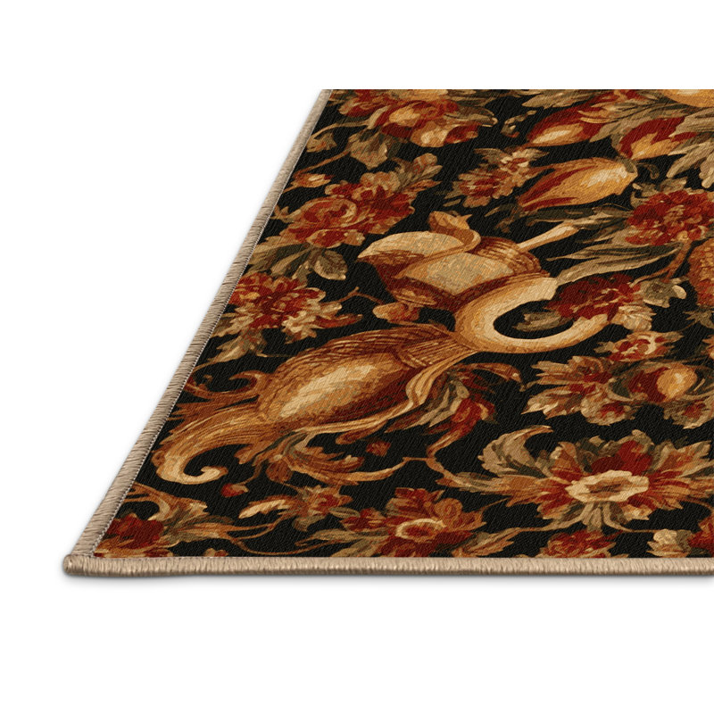 Tapis brun français lavable à la machine, Rond 8 pi