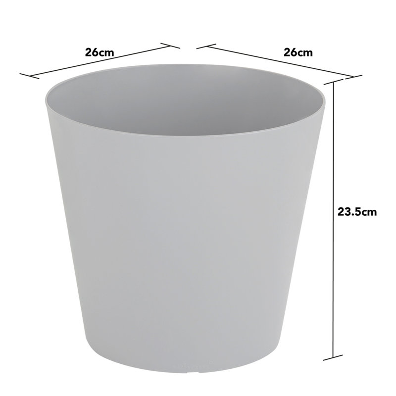 Wham Studio Round Planter Cover, 23.5cm H x 26cm W x 26cm D, Gray