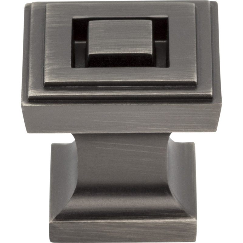 Delmar Square Knob, Brushed Pewter, 1 1/4"