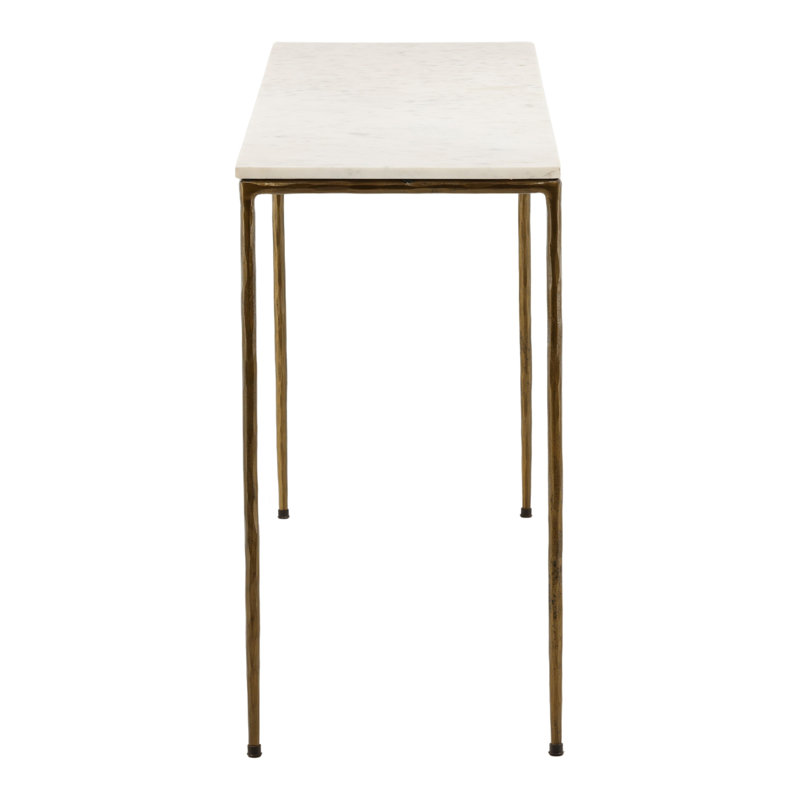 Perugia 59" Wide Console Table, White Marble/Antique Brass