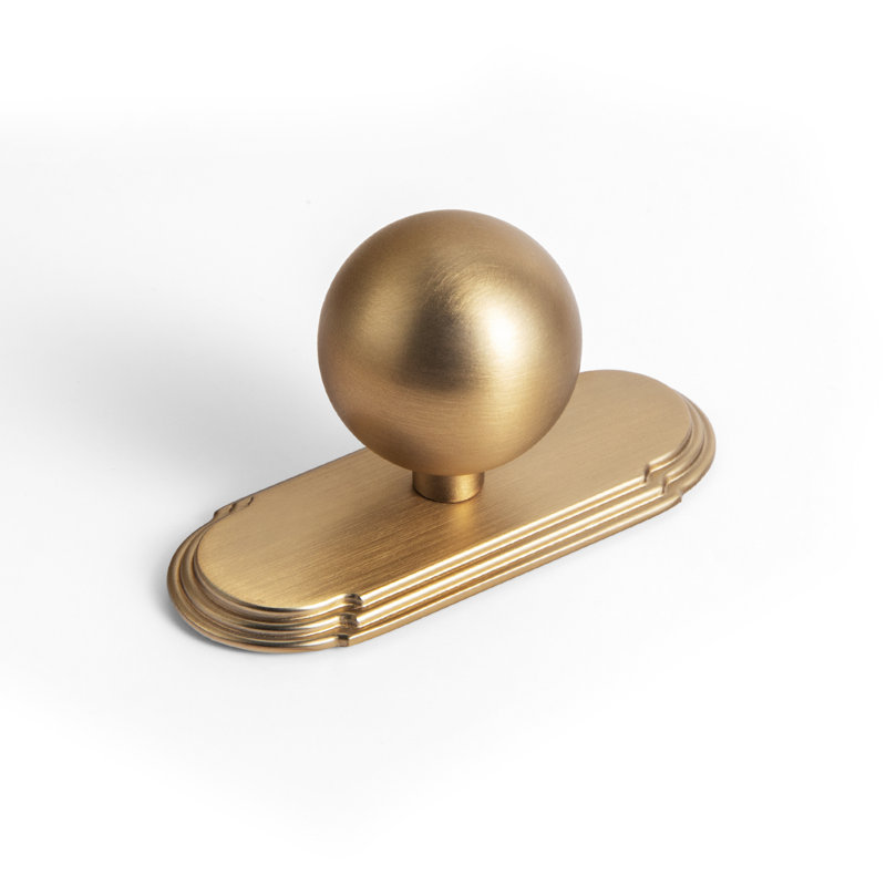 Poignée ronde en bronze champagne de 1 po de diamètre avec panneau - G014, 1", Bronze champagne