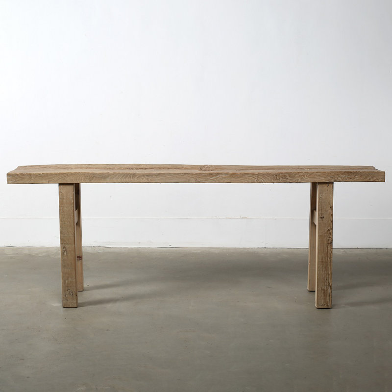 Weathered Natural Wood Console Table with Intricate Detailing, 91"