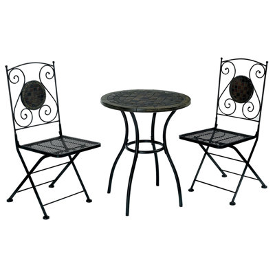 Betim 2 pc. fauteuil en métal pliable-noir