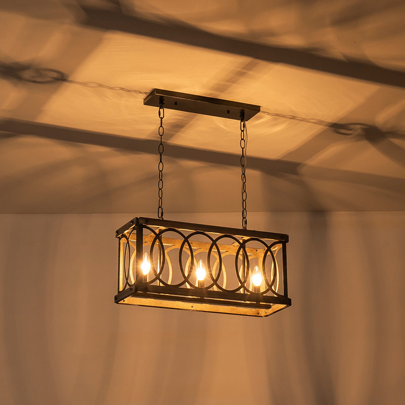 Farmhouse 3-light Rustic Wood Kitchen Island Lighting