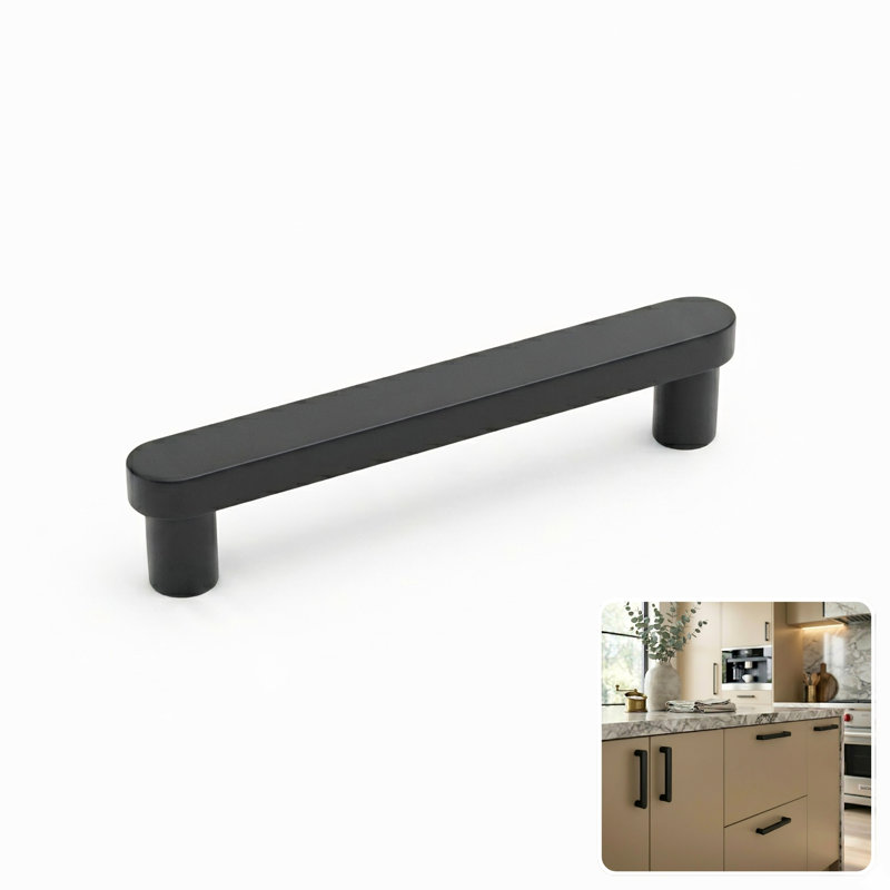 ROUS Hardware Mid-Century Modern Cabinet Handle 1-Count, Charcoal (Black), 5''