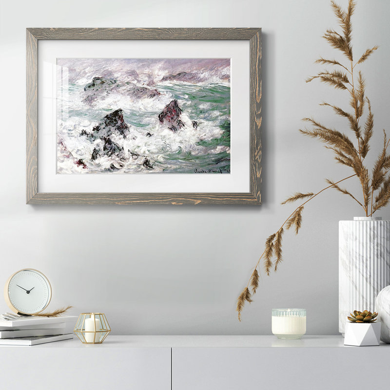 Storm At Belle, reproduction d'art encadrée, H 26 po x l 38 po, Gris