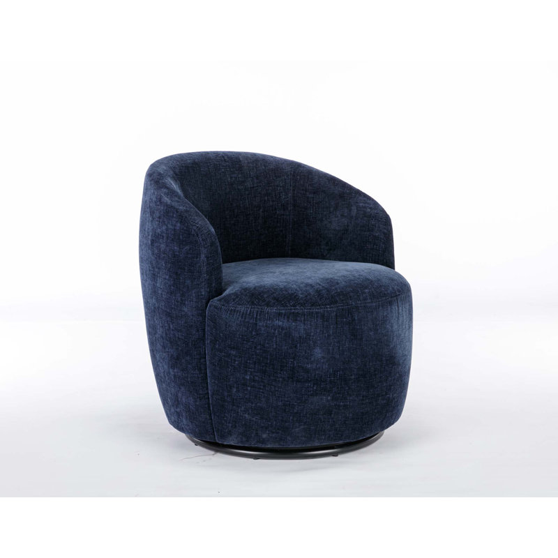 Genece Upholstered Swivel Accent Chair, Blue Chenille