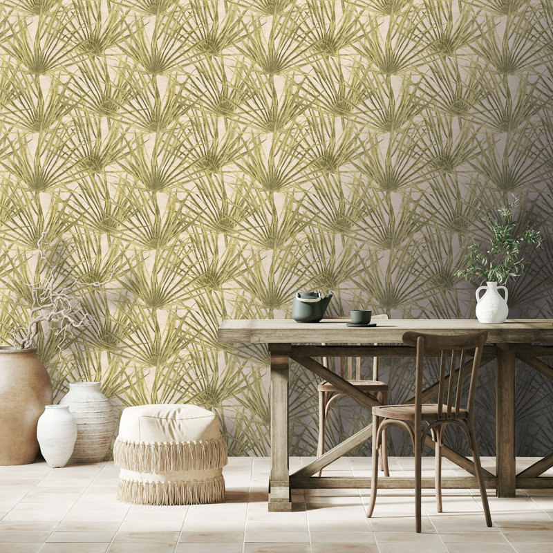 Papier peint jaune Palm Dusty, Jaune