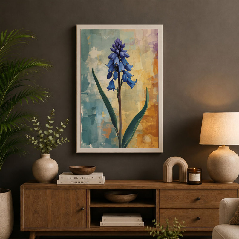Indigo Hyacinth Botanical - Wrapped Canvas, 36x24 - 91.4 x 61.0 cm, White Border