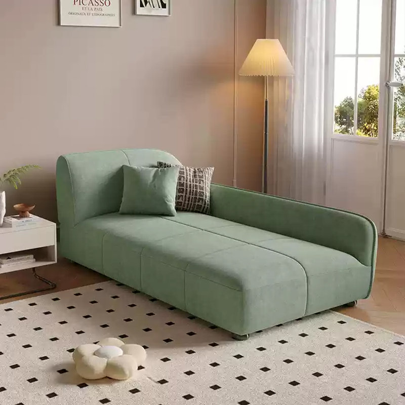 Méridienne moderne et simple en bois massif, Accoudoir à gauche (vu de face), Vert glacé