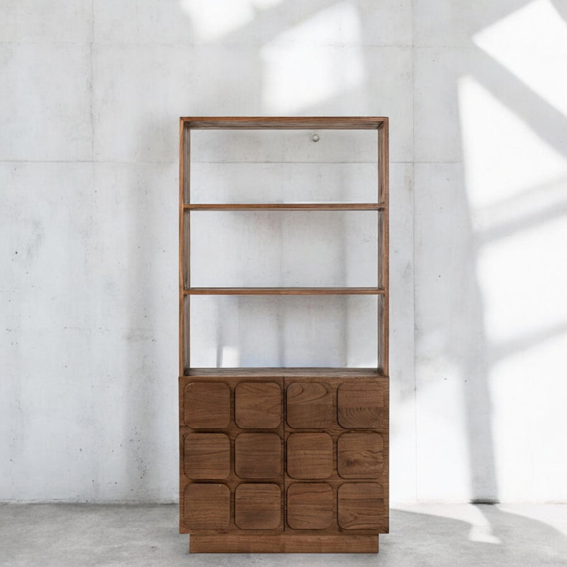 Natalyah 193cm H x 92cm W Solid Wood Standard Bookcase, Brown