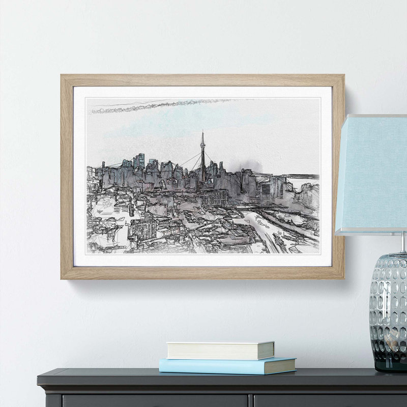 Snowy Toronto in Abstract - Picture Frame Graphic Art Print, Oak Framed, 27cm H x 36cm W x 2cm D