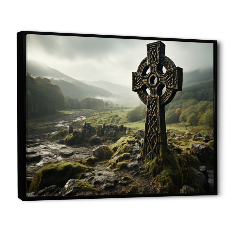 Irlande Celtic Harmony - Art mural Irlande, H 24 po x l 32 po x P 1 po, Cadre flottant noir
