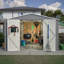 Remise de rangement extérieure 10 x 10 pi, grandes remises à outils en métal avec structure de cadre actualisée et portes verrouillables, remise de jardin pour la cour de jardin