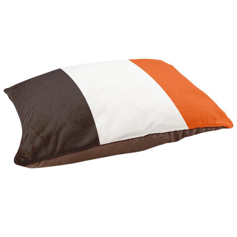 Cleveland Geometric Polyester Pet Bed, Small (28" W x 18" D x 6" H), Brown/Orange