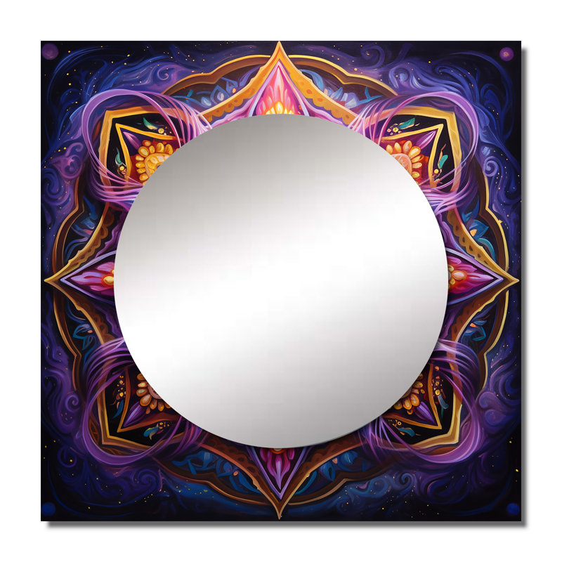 Xola - Grand miroir mural carré Boho Mandala pour chambre à coucher, 36 po x 36 po