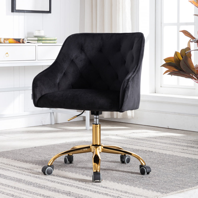 Deeanna Velvet Office Chair, Black