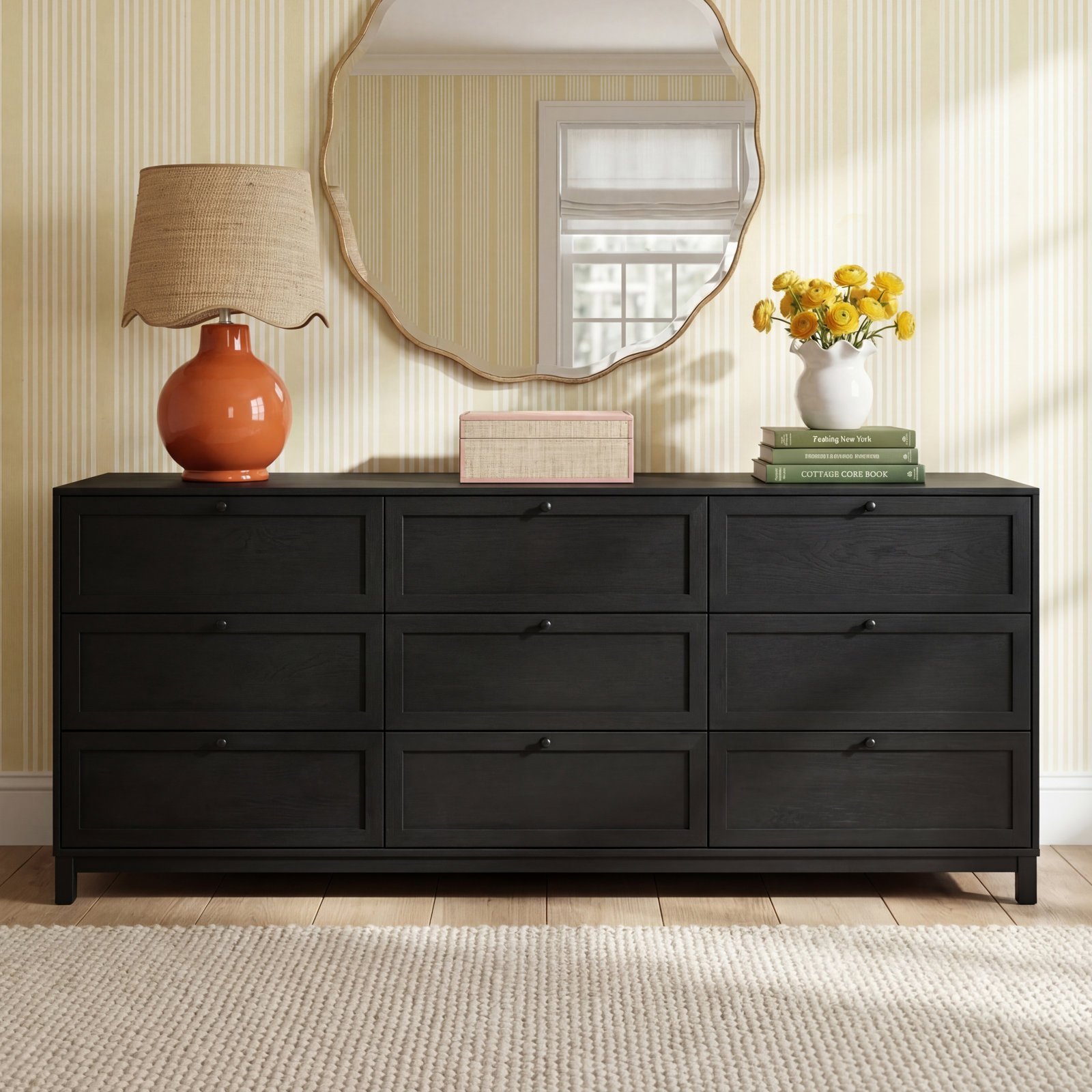 Sonata 88" Oak Dresser, Black