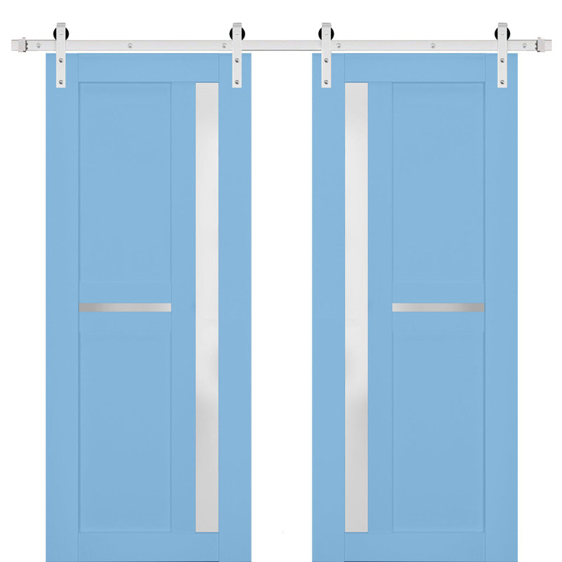 Portes de grange en bois givré Veregio, 84 po x 96 po, Aigue-marine