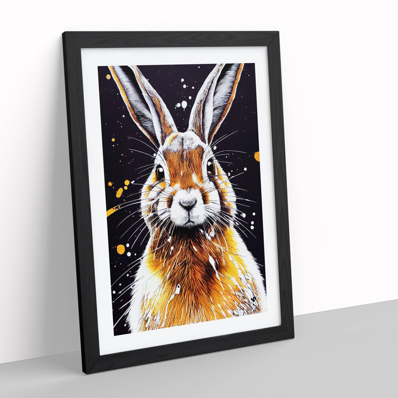 Paint Splashed Hare - Framed Print, Black, 64cm H x 46cm W x 2cm D