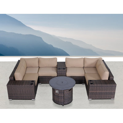 Ensemble de conversation modulaire avec coussins 10 pièces Alieyah