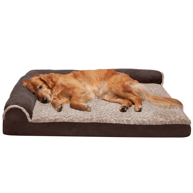Jumbo Espresso Faux Fur Orthopedic Chaise Dog Bed