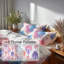Ensemble d'édredon 6 pièces Boho - Ensemble de literie et coussin décoratif bleu pastel Ikat-131227372