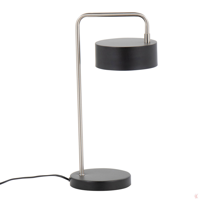 Lampe de table contemporaine en métal nickel Puck
