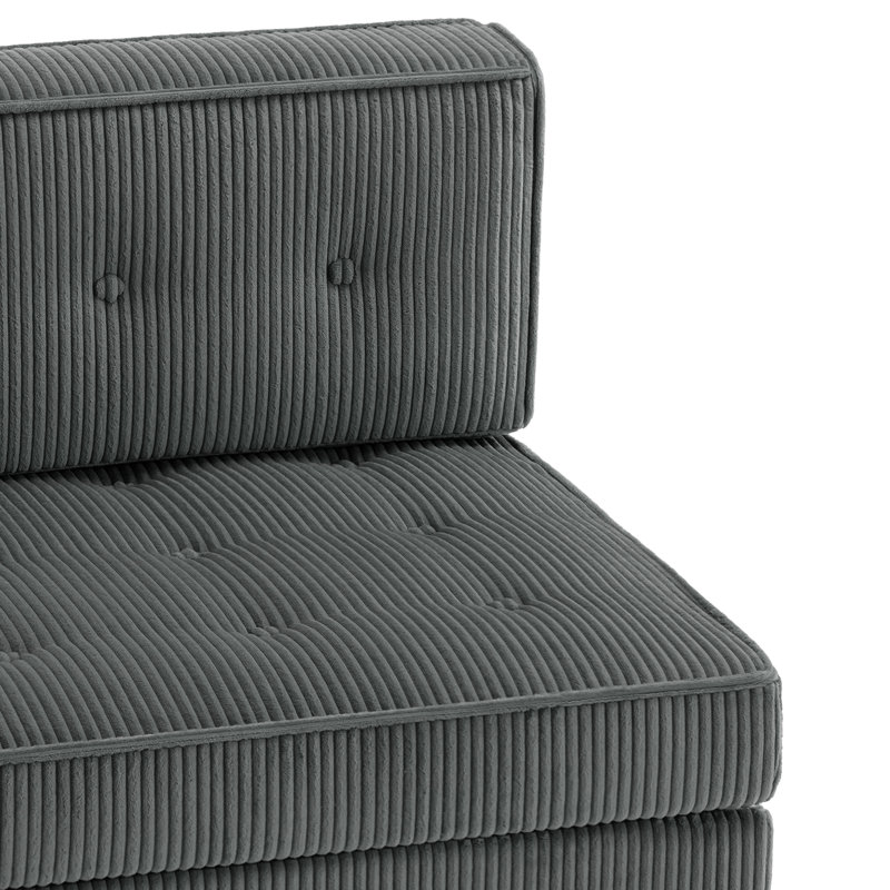 6 Seater Corduroy Sectional, Grey Corduroy