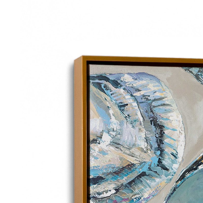 «Summer Party Blue» par Jeanette Vertentes, reproduction d'art sur toile, H 36 po x l 36 po, Cadre flottant, Doré
