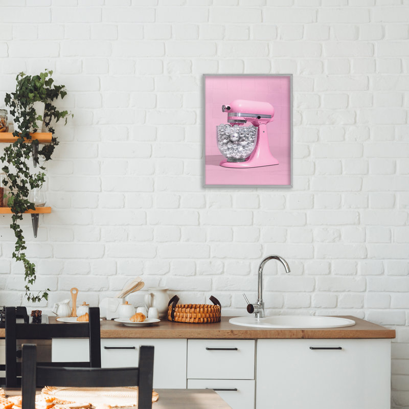 Mélangeur de cuisine disco sur giclée encadrée rose, design par Lish Creative, 14 X 11, Giclée de ferme grise encadrée