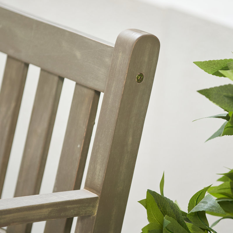 Aarna Solid Wood Acacia Outdoor Bench, Grey