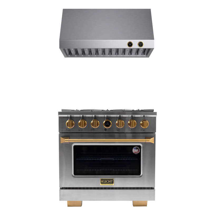 36 in. 900 CFM Ducted Under Cabinet Range Hood in Stainless Steel with Gold Accents and Digital Controls