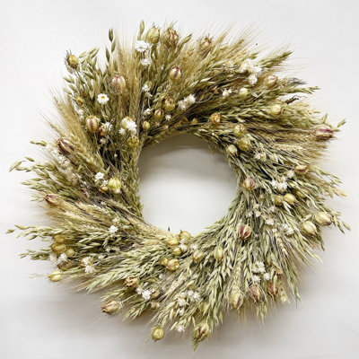 Dried Grains and Daisies Spring Wreath