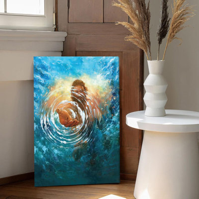 Art encadré de Jésus-Christ sur toile, «La main de Dieu, Jésus atteignant l'eau», reproduction de peinture biblique, décoration murale, salle religieuse, salle de prière, écoles, hôpitaux, 16 po x 24 po